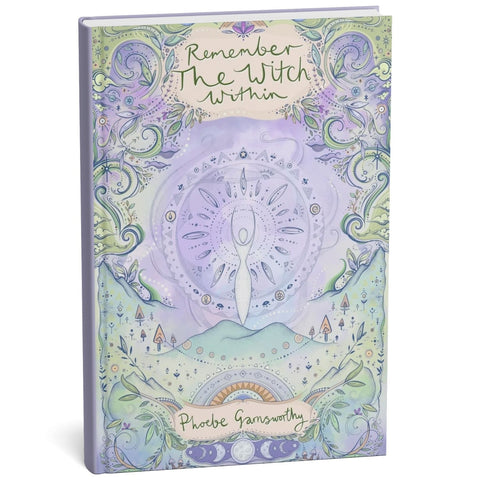 Decorative book cover with 'Remember The Witch Within' text and artistic design on a white background