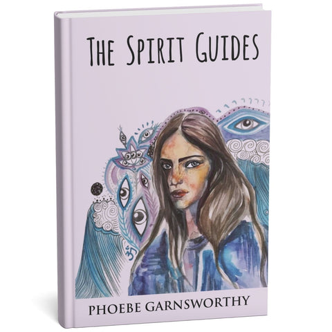 Book titled 'The Spirit Guides' by Phoebe Garnsworthy with a cover illustration of a woman and mystical creatures.